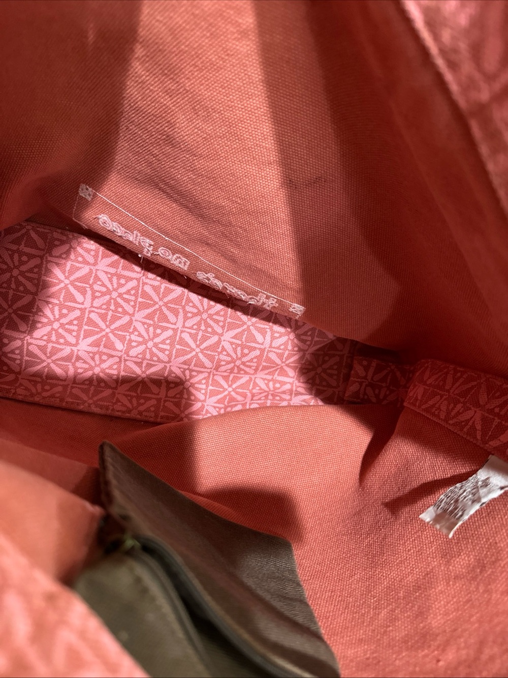 Life Is Good Pink Canvas Tote Bag Brown Handles “There’s No Place Like Roam” - Picture 9 of 11